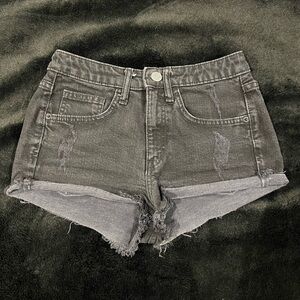 High Rise Black Denim Shorts